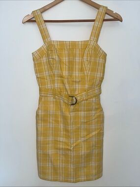 Hollister Yellow Plaid Mini Dress with Square Neck